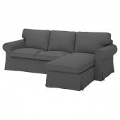 картинка EKTORP ЭКТОРП 3-местный диван с козеткой - Халларп серый от магазина Wmart