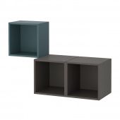 картинка EKET ЭКЕТ Комбинация настенных шкафов - серо-бирюзовый/темно-серый 105x35x70 см от магазина Wmart