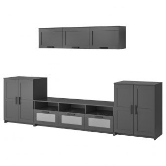 картинка БРИМНЭС Шкаф для ТВ, комбинация, черный, 336x41x190 см от магазина Wmart