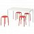 картинка МЕЛЬТОРП / МАРИУС Стол и 4 табурета, белый, красный, 125 см от магазина Wmart
