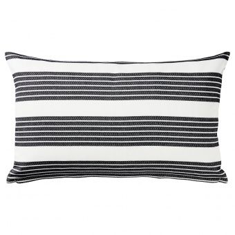 МЕТТАЛИСЕ Чехол на подушку, белый, темно-серый, 40x65 см