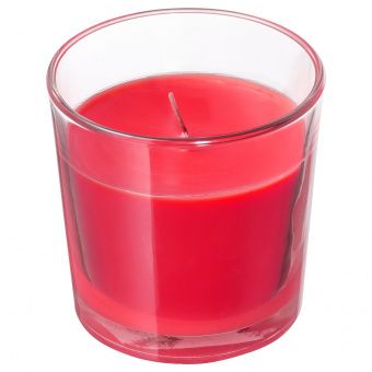 СИНЛИГ Ароматическая свеча в стакане, Красные садовые ягоды, красный, 7.5 см