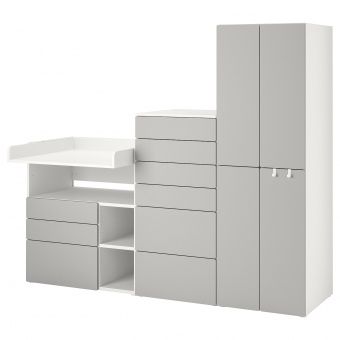 картинка SMÅSTAD СМОСТАД / OPPHUS ОПХУС Комбинация д/хранения - белый серый/с пеленальным столиком 210x79x180 см от магазина Wmart