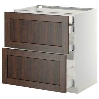 картинка METOD МЕТОД / MAXIMERA МАКСИМЕРА Напл шк 2 фрнт/2низ/1срд/1 выс ящ - белый/Эдсерум коричневый 80x60 см от магазина Wmart