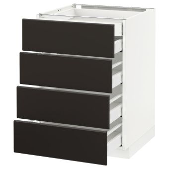 картинка METOD МЕТОД / MAXIMERA МАКСИМЕРА Нплн шк 4фрнт/2нзк/3срд ящ - белый/Кунгсбакка антрацит 60x60 см от магазина Wmart