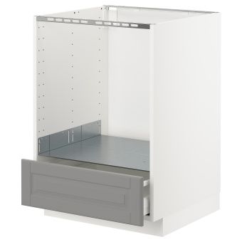 картинка METOD МЕТОД / MAXIMERA МАКСИМЕРА Напольный шкаф д/духовки, с ящиком - белый/Будбин серый 60x60 см от магазина Wmart