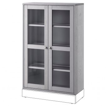 ХАВСТА Шкаф-витрина, серый, 81x35x123 см