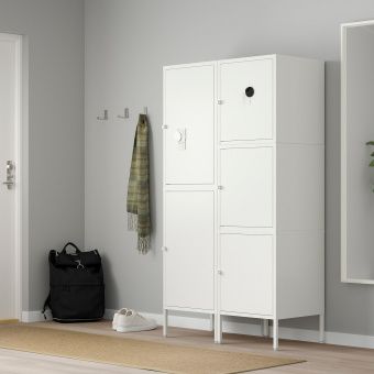 картинка ХЭЛЛАН Комбинация для хранения с дверцами, белый, 90x47x167 см от магазина Wmart