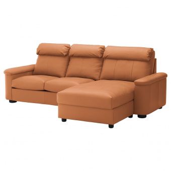 ЛИДГУЛЬТ 3-местный диван, с козеткой, Гранн/Бумстад золотисто-коричневый