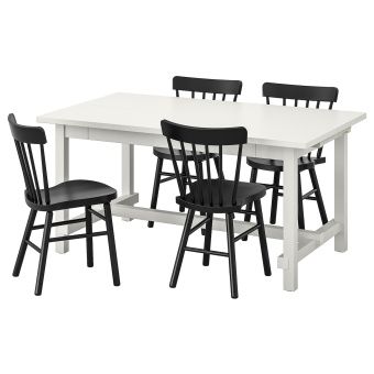 картинка NORDVIKEN НОРДВИКЕН / NORRARYD НОРРАРИД Стол и 4 стула - белый/черный 152/223x95 см от магазина Wmart
