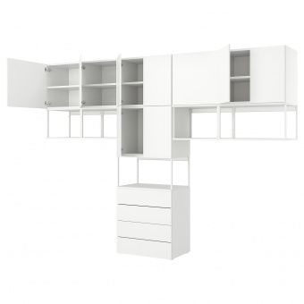 картинка OPPHUS ОПХУС Гардероб с 9 дверями/4 ящиками - белый/Фоннес белый 340x42x241 см от магазина Wmart