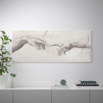 картинка БЬЁРКСТА Картина с рамой, Прикосновение, цвет алюминия, 140x56 см от магазина Wmart
