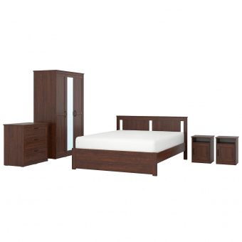 картинка SONGESAND СОНГЕСАНД Комплект мебели д/спальни, 5 предм. - коричневый 140x200 см от магазина Wmart
