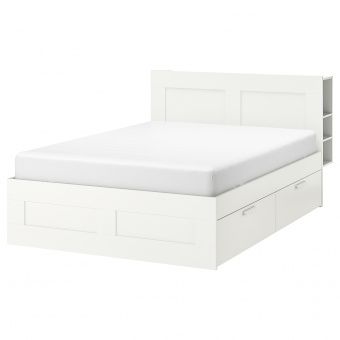 картинка БРИМНЭС Каркас кровати с изголовьем, белый, Лурой, 160x200 см от магазина Wmart