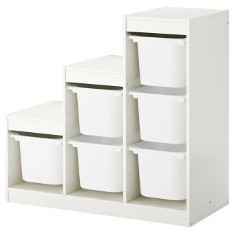 ТРУФАСТ Комбинация д/хранения+контейнеры, белый, 99x44x94 см
