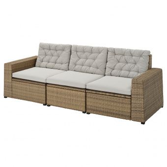 картинка SOLLERÖN СОЛЛЕРОН 3-местный модульный диван, садовый - коричневый/Куддарна серый 223x82x84 см от магазина Wmart