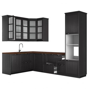 картинка METOD МЕТОД Кухня - белый/Лерхюттан черная морилка 310x190x254 см от магазина Wmart