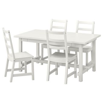 картинка NORDVIKEN НОРДВИКЕН / NORDVIKEN НОРДВИКЕН Стол и 4 стула - белый/белый 152/223x95 см от магазина Wmart
