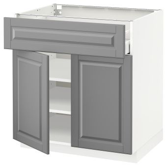 картинка METOD МЕТОД / MAXIMERA МАКСИМЕРА Напольный шкаф с ящиком/2дверцами - белый/Будбин серый 80x60 см от магазина Wmart