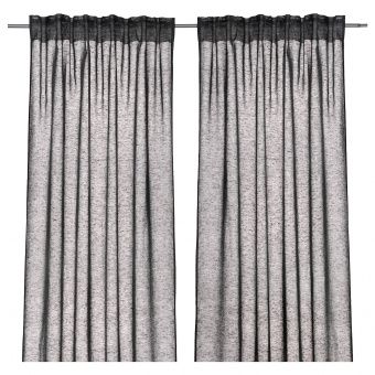 картинка ЛЕНАКАРИН Гардины, 1 пара, серый, 145x300 см от магазина Wmart