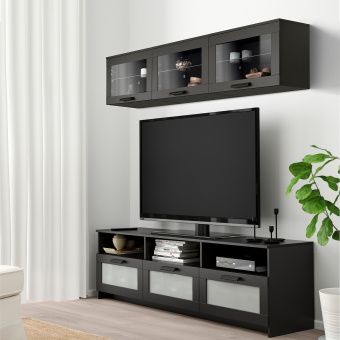 картинка БРИМНЭС Шкаф для ТВ, комбинация, черный, 180x41x190 см от магазина Wmart
