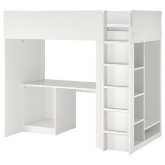 картинка СМОСТАД Каркас кровати-черд+стол/мод д/хр, белый, 90x200 см от магазина Wmart
