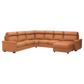 ЛИДГУЛЬТ Угловой 6-местный диван, с козеткой, Гранн/Бумстад золотисто-коричневый
