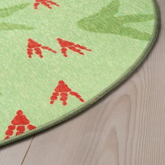 картинка ЙЭТТЕЛИК Ковер безворсовый, следы динозавров, зеленый, 100 см от магазина Wmart