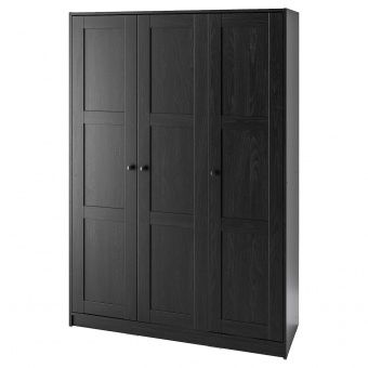 картинка РАККЕСТАД Гардероб 3-дверный, черно-коричневый, 117x176 см от магазина Wmart