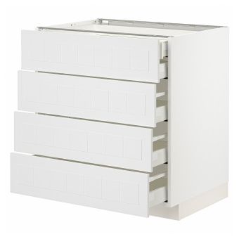 картинка METOD МЕТОД / MAXIMERA МАКСИМЕРА Напольный шкаф 4фасада/2нзк/3срд ящ - белый/Стенсунд белый 80x60 см от магазина Wmart