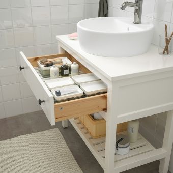 картинка ХЕМНЭС / ТОРНВИКЕН Комплект мебели для ванной,4 предм., белый, ВОКСНАН смеситель, 82 см от магазина Wmart