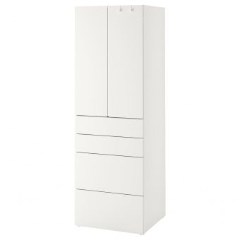 картинка SMÅSTAD СМОСТАД / OPPHUS ОПХУС Гардероб - белый белый/с 4 ящиками 60x42x181 см от магазина Wmart