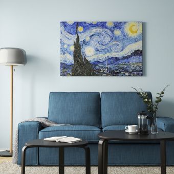 картинка БЬЁРКСТА Картина с рамой, Звездная ночь, цвет алюминия, 118x78 см от магазина Wmart