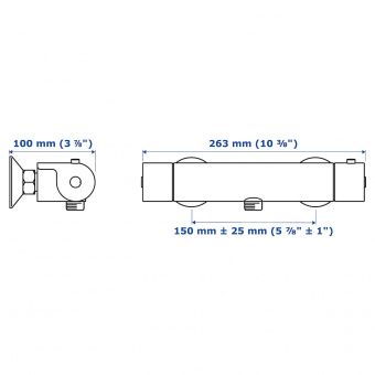 ВАЛЛАМОССЕ Термостатический смеситель д/душа, хромированный, 150 мм
