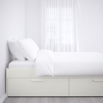 картинка БРИМНЭС Каркас кровати с ящиками, белый, Лурой, 160x200 см от магазина Wmart