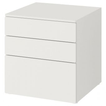 картинка СМОСТАД / ОПХУС Комод с 3 ящиками, белый, белый, 60x55x63 см от магазина Wmart