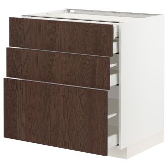 картинка METOD МЕТОД / MAXIMERA МАКСИМЕРА Нплн шк 3 фасада/2низ/1срд/1выс ящ - белый/Синарп коричневый 80x60 см от магазина Wmart