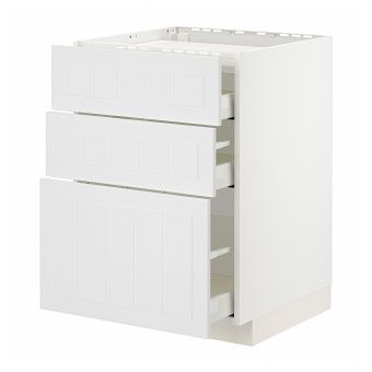картинка METOD МЕТОД / MAXIMERA МАКСИМЕРА Шкаф д/варочной панели/3фасада/3ящ - белый/Стенсунд белый 60x60 см от магазина Wmart