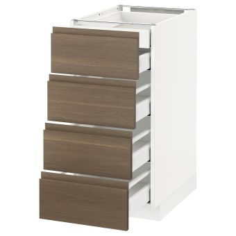 картинка METOD МЕТОД / MAXIMERA МАКСИМЕРА Нплн шк 4фрнт/2нзк/3срд ящ - белый/Воксторп грецкий орех 40x60 см от магазина Wmart