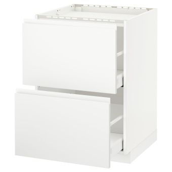 картинка METOD МЕТОД / MAXIMERA МАКСИМЕРА Напольный шкаф/2фронт панели/2ящика - белый/Воксторп матовый белый 60x60 см от магазина Wmart
