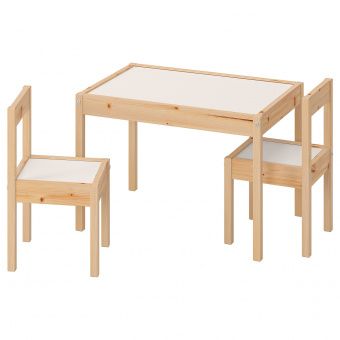 картинка ЛЭТТ Стол детский с 2 стульями, белый, сосна от магазина Wmart
