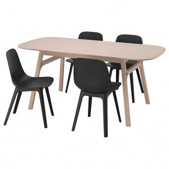 картинка ВОКСЛЁВ / ОДГЕР Стол и 4 стула, бамбук, антрацит, 180x90 см от магазина Wmart