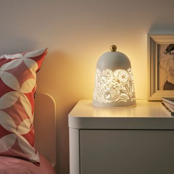 картинка СОЛЬСКУР Настольная лампа, светодиодная, белый, желтая медь от магазина Wmart