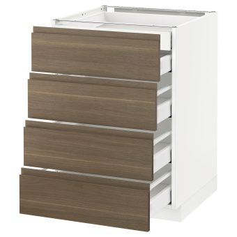 картинка METOD МЕТОД / MAXIMERA МАКСИМЕРА Нплн шк 4фрнт/2нзк/3срд ящ - белый/Воксторп грецкий орех 60x60 см от магазина Wmart