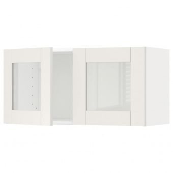 картинка МЕТОД Навесной шкаф с 2 стеклянн дверями, белый, Сэведаль белый, 80x40 см от магазина Wmart