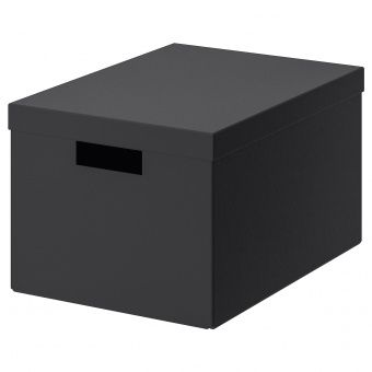 ТЬЕНА Коробка с крышкой, черный, 25x35x20 см