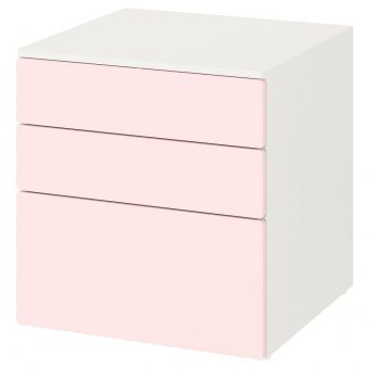 картинка SMÅSTAD СМОСТАД / OPPHUS ОПХУС Комод с 3 ящиками - белый/бледно-розовый 60x57x63 см от магазина Wmart