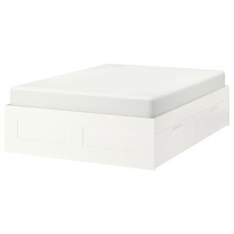 картинка БРИМНЭС Каркас кровати с ящиками, белый, Лурой, 160x200 см от магазина Wmart