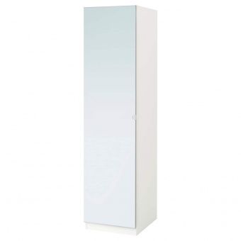 ПАКС Гардероб, белый, Викедаль зеркальное стекло, 50x60x201 см