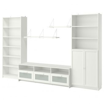 картинка БИЛЛИ / БРИМНЭС Шкаф для ТВ, комбинация, белый, 340x41x202 см от магазина Wmart